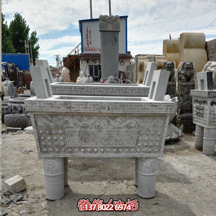 大型戶外石雕大理石香爐擺件，為園林景觀增添靈動之美