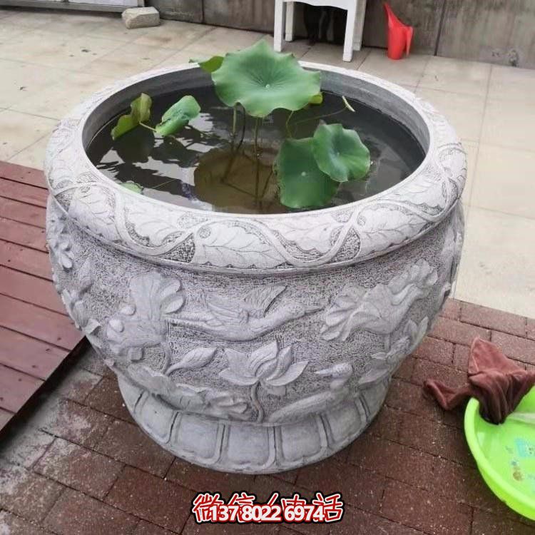 精美絕倫，濃濃古典風(fēng)情歐式別墅大理石浮雕魚缸擺件