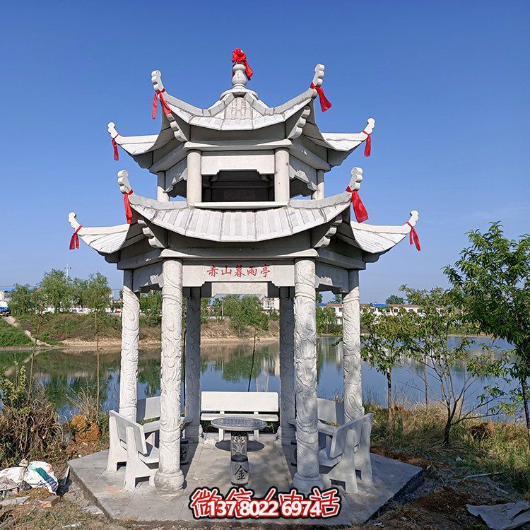 古典風(fēng)格仿古青石二層涼亭，提升園林戶外休息體驗(yàn)