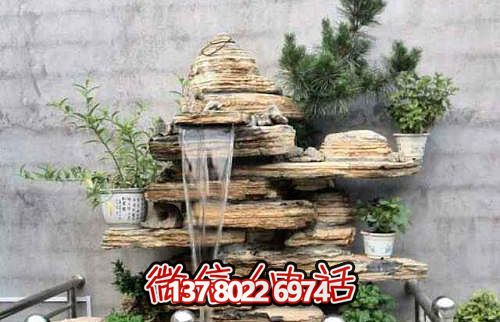 精致小型庭院，石假山流水雕塑擺放