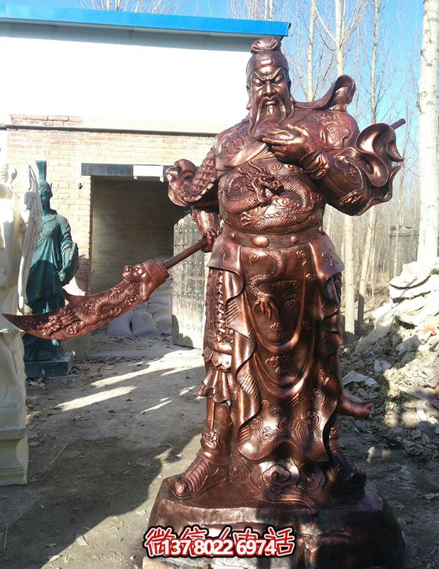 玻璃鋼仿銅景觀關(guān)公雕塑，大型戶外景區(qū)裝飾
