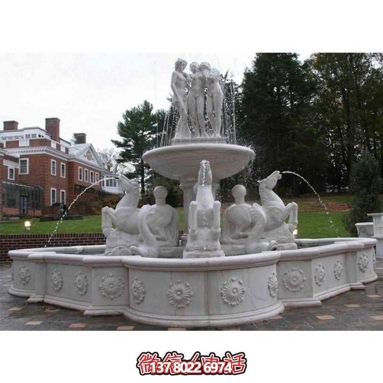 超大型大理石噴泉水景，營造完美別墅廣場