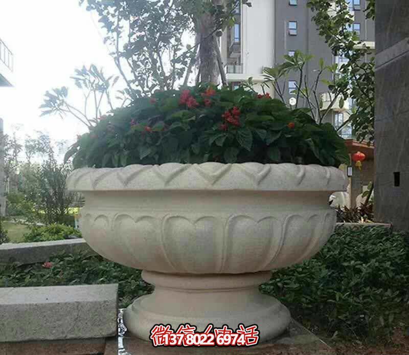 精美巨型大理石石雕花盆雕塑，讓你的別墅街道更加精彩