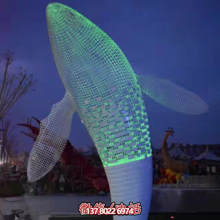 不銹鋼鯨魚雕塑景觀，營(yíng)造完美空間氛圍