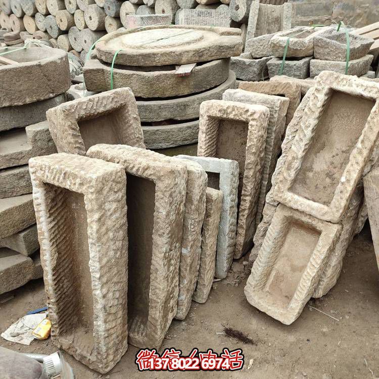 經(jīng)典石雕老石槽，點(diǎn)綴青石園林景觀