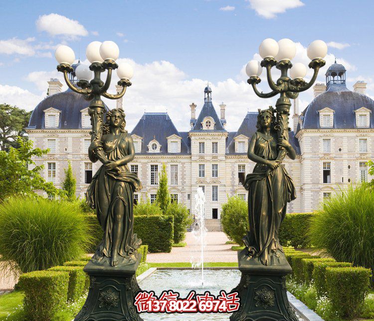 西方風(fēng)格別墅景觀裝飾，銅雕女性雕塑