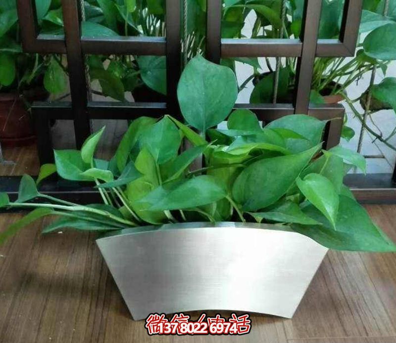 不銹鋼弧形花盆雕塑，精致公園裝飾