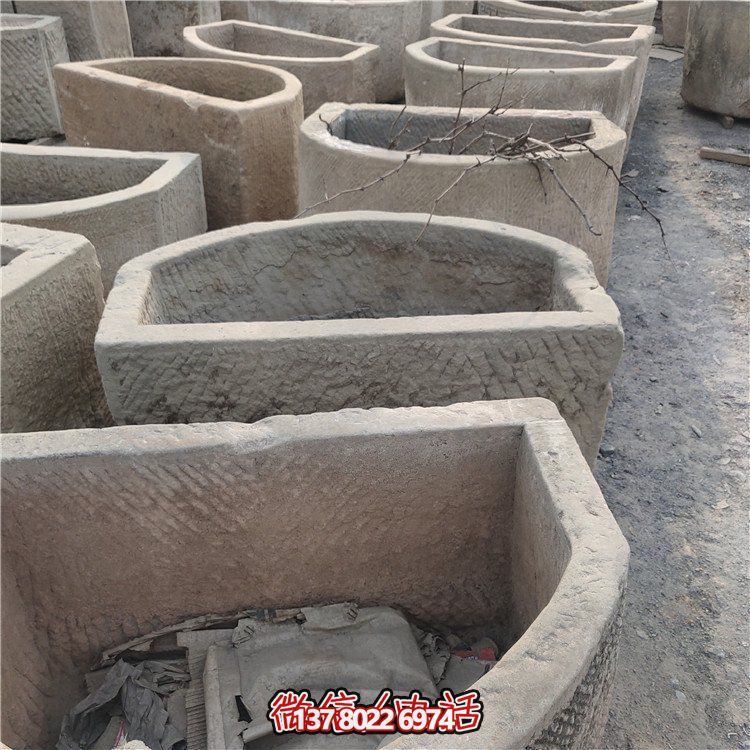 經(jīng)典老石雕，精美大理石槽，美化園林景觀