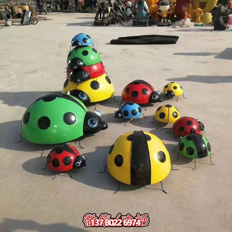 七星仿真玻璃鋼瓢蟲雕塑，園林景觀裝飾