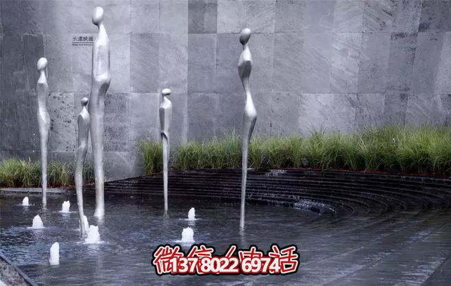 不銹鋼抽象噴泉雕塑，景觀創(chuàng)意裝置