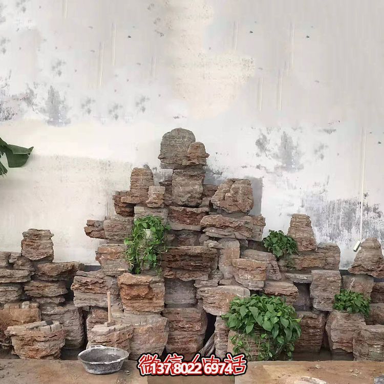 室內景觀設計，精美石雕塑擺放奇石假山