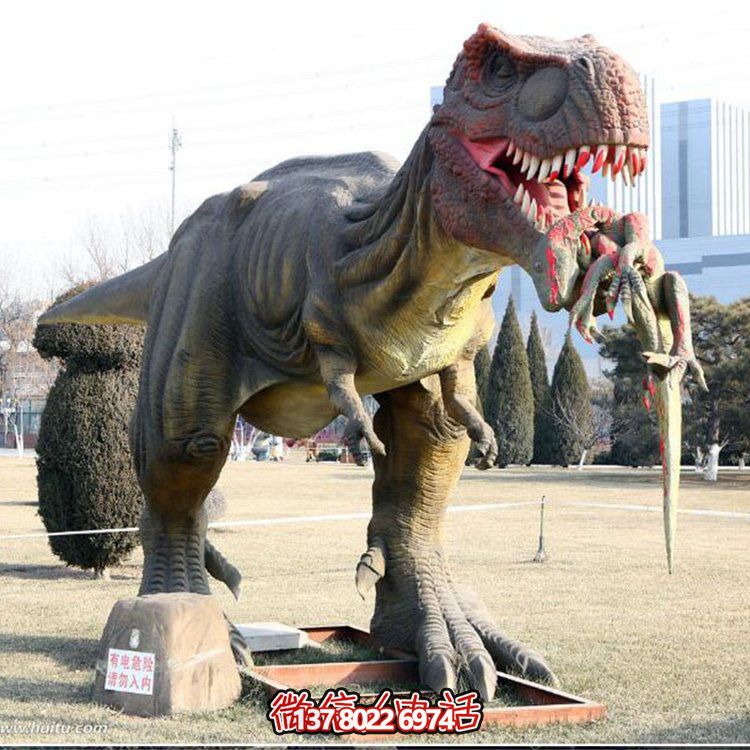 玻璃鋼仿真恐龍雕像，為動(dòng)物園、園林等戶外場(chǎng)所擺放