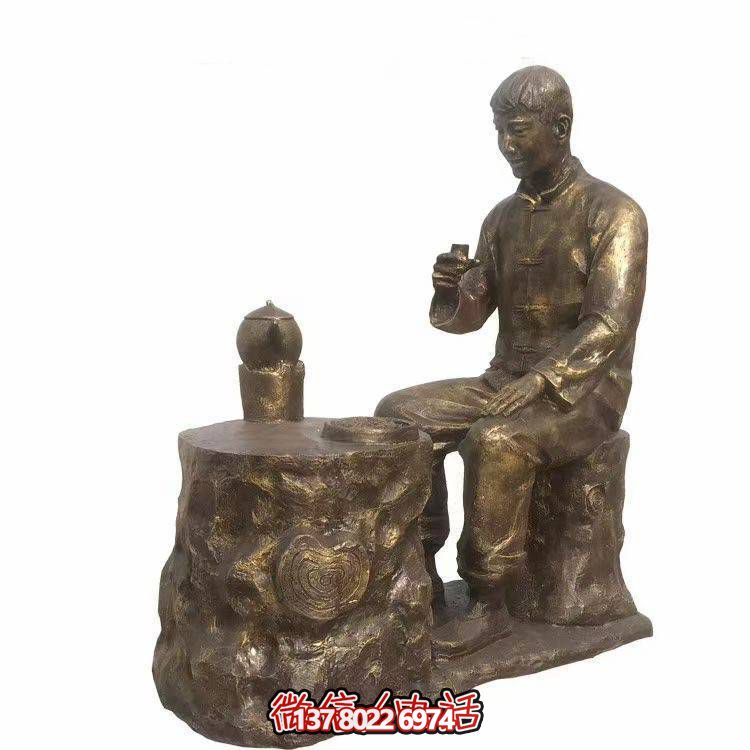 仿銅玻璃鋼人物小品雕塑，景觀戶外公園裝飾