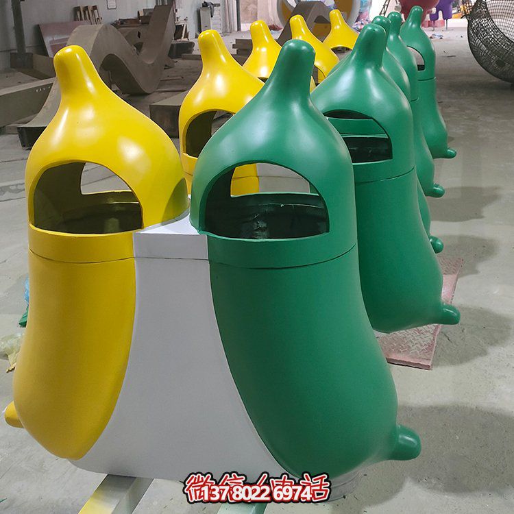 創(chuàng)意玻璃鋼垃圾桶，家庭園林裝飾擺件