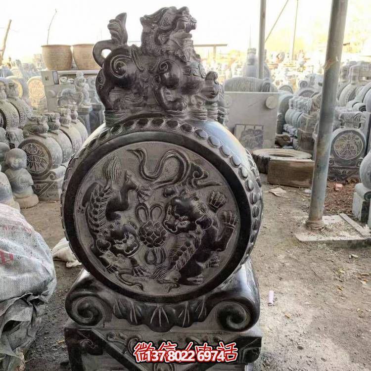 仿古青石石雕抱鼓雕塑，裝點(diǎn)庭院門口