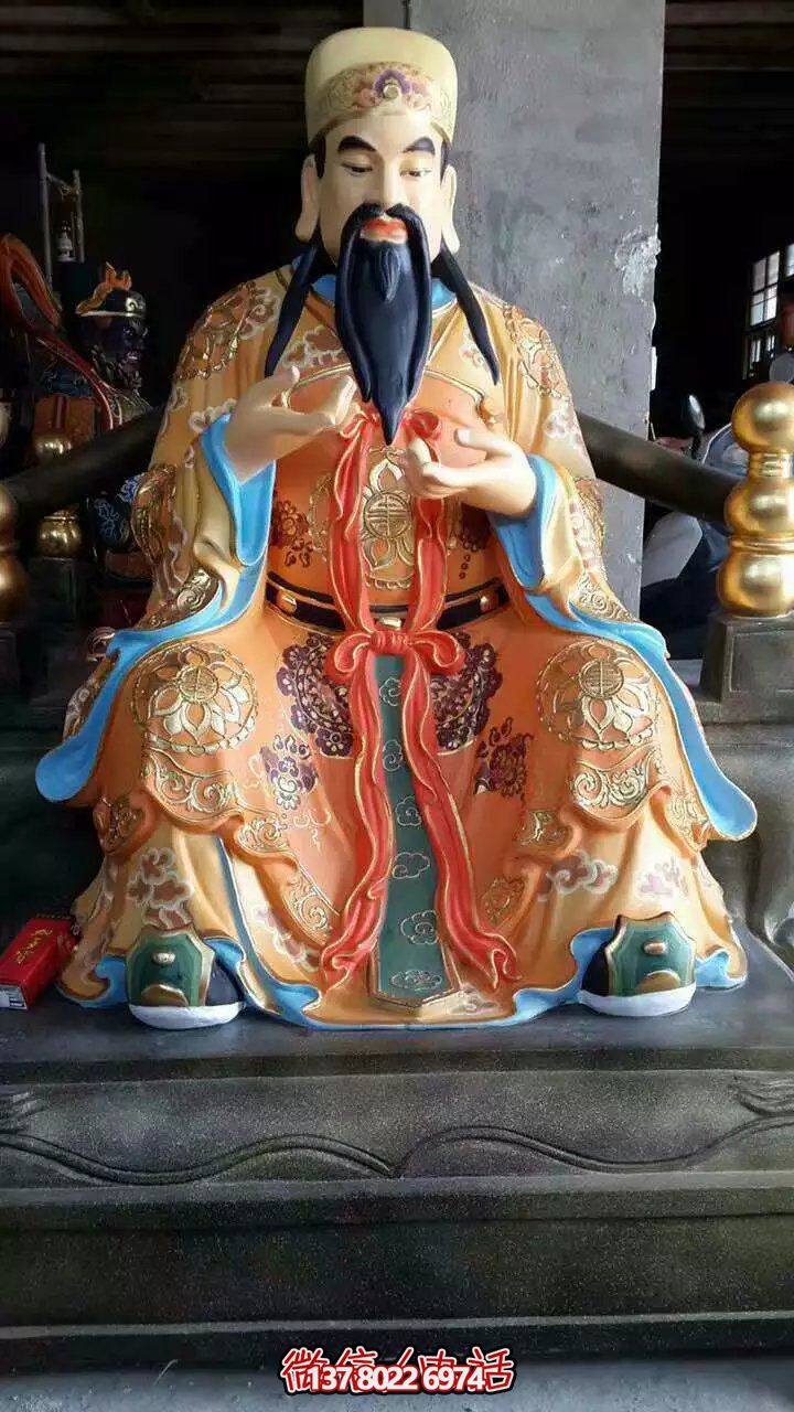 精美供奉財(cái)神雕塑，玻璃鋼彩繪絢麗奪目