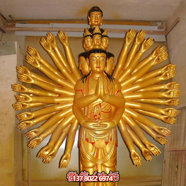 鎏金千手觀音大型雕塑，精美絕倫，醉人心魄