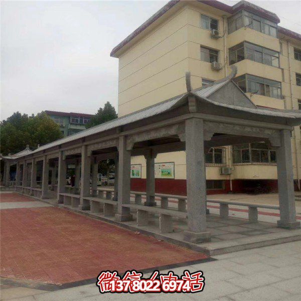 仿古建筑石雕長廊亭子，打造文化小區(qū)廣場雕塑