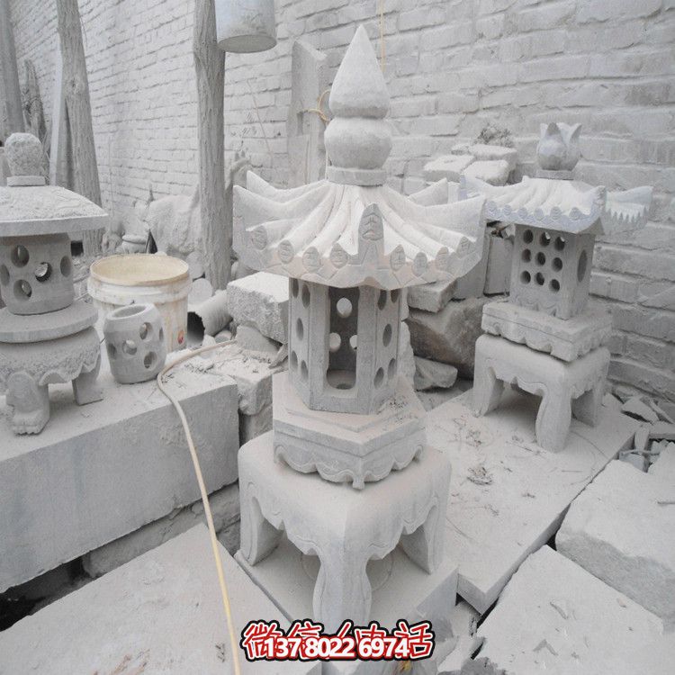 精美石燈鏤空大理石裝飾擺件，點亮你的漢白玉庭院