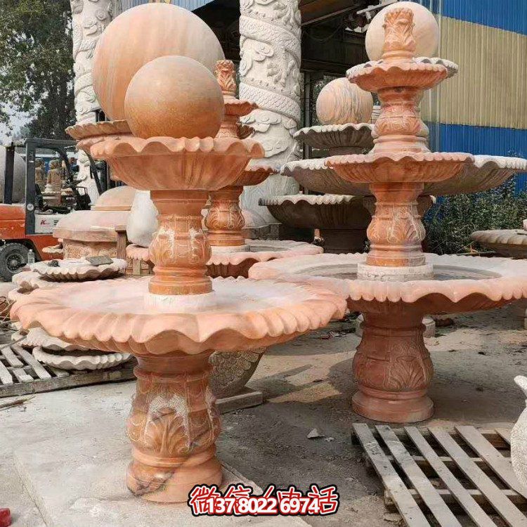 紅晚霞中式二層風(fēng)水球，讓你的庭院擺放流水轉(zhuǎn)運風(fēng)水