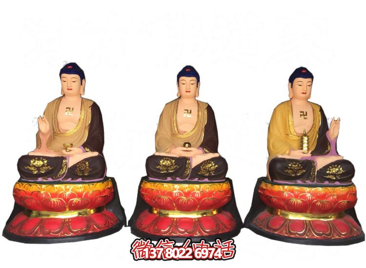 玻璃鋼仿真彩繪如來(lái)佛祖供奉雕塑，擁有神秘而又寧?kù)o的氣息