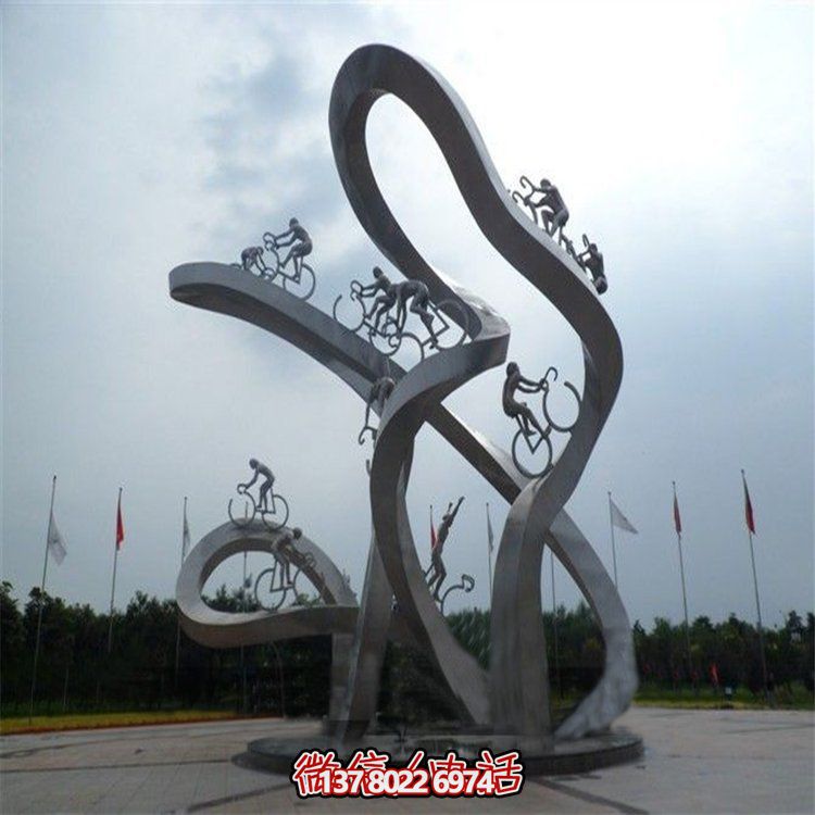 大型創(chuàng)意騎自行車(chē)運(yùn)動(dòng)主題雕塑
