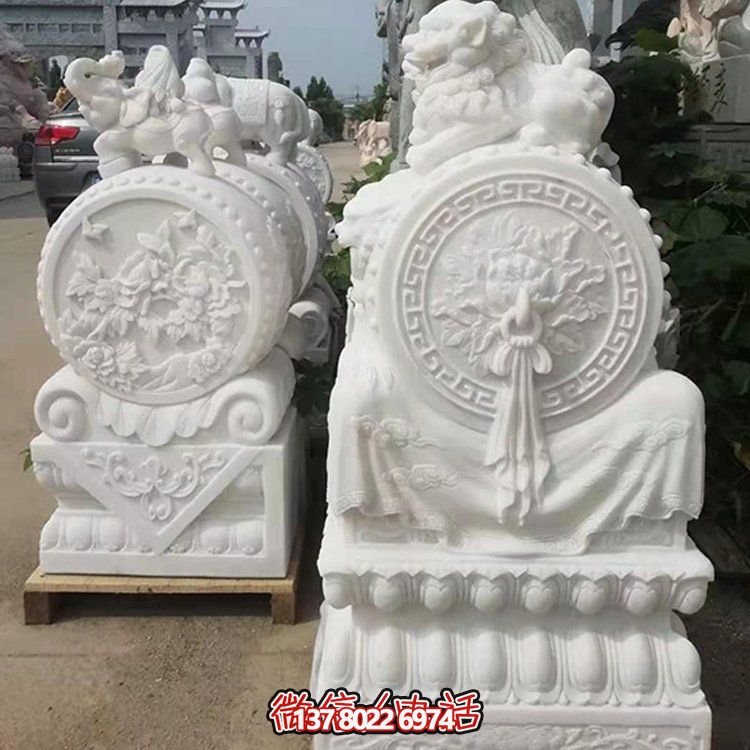 景區(qū)門(mén)前景觀青石漢白玉雕刻抱鼓石