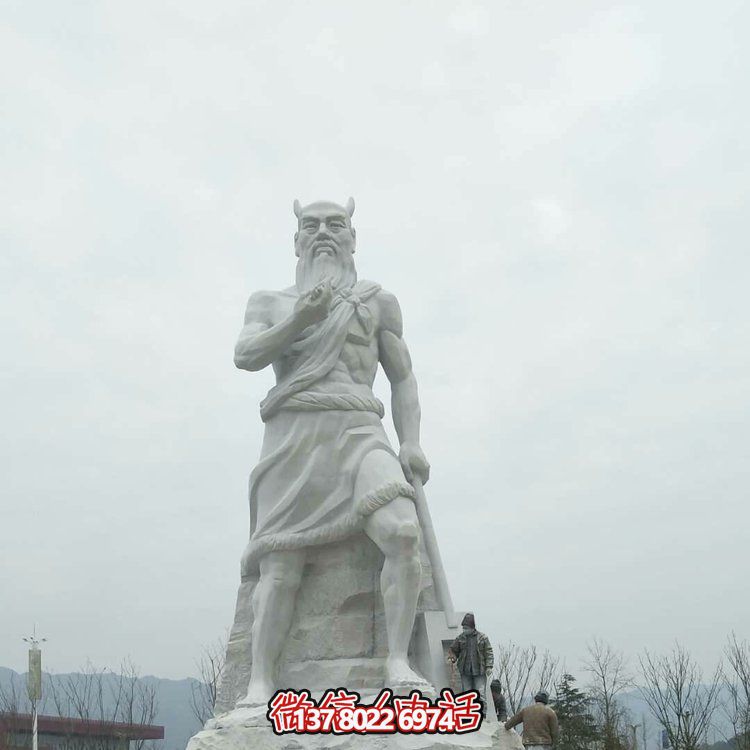 大理石雕刻古代神話(huà)人物炎帝雕像景區(qū)園林?jǐn)[件