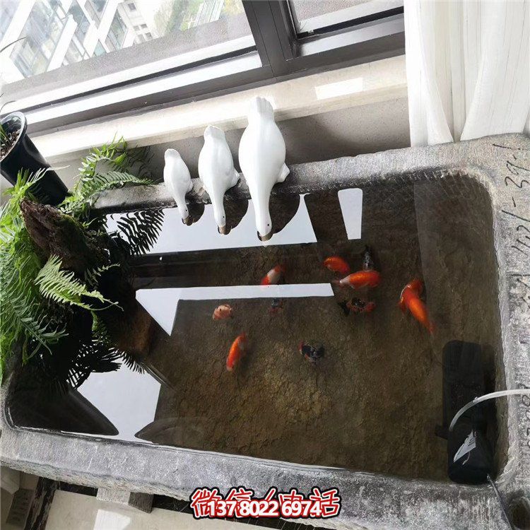 青石雕刻老石槽養(yǎng)魚庭院陽臺擺放水池
