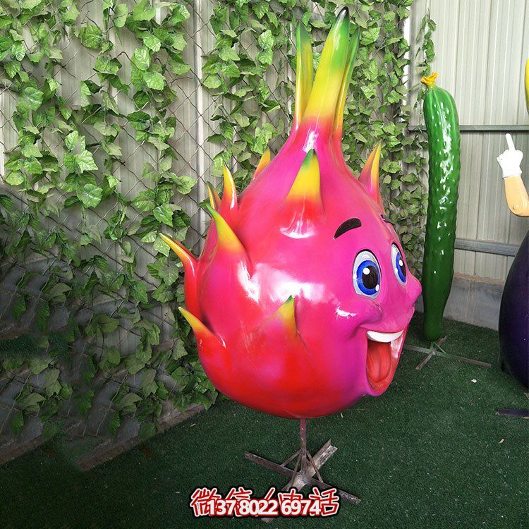 玻璃鋼火龍果，火龍果卡通公仔