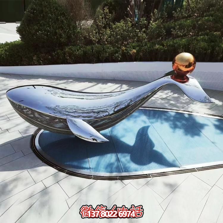 鏡面不銹鋼戶(hù)外景觀海豚雕塑擺件