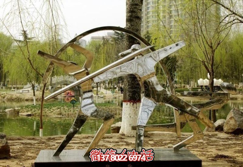 公園湖邊擺放不銹鋼抽象標(biāo)槍運(yùn)動員雕塑 公園湖邊擺放不銹鋼抽象標(biāo)槍運(yùn)動員雕塑