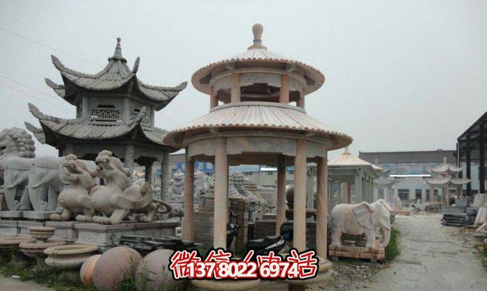涼亭雕塑-仿古建圓頂雙層景區(qū)擺放涼亭花崗巖石雕 涼亭雕塑-仿古建圓頂雙層景區(qū)擺放涼亭花崗巖石雕