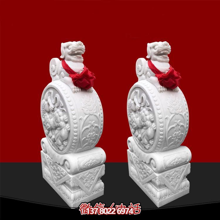 漢白玉門(mén)墩石鼓門(mén)墩仿古一對(duì)家用庭院門(mén)口鎮(zhèn)宅擺件