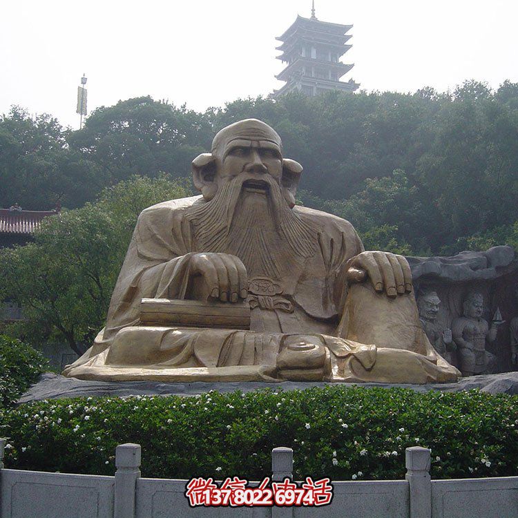 廣場景區(qū)大型銅雕老子，戶外仿銅古代人物雕塑